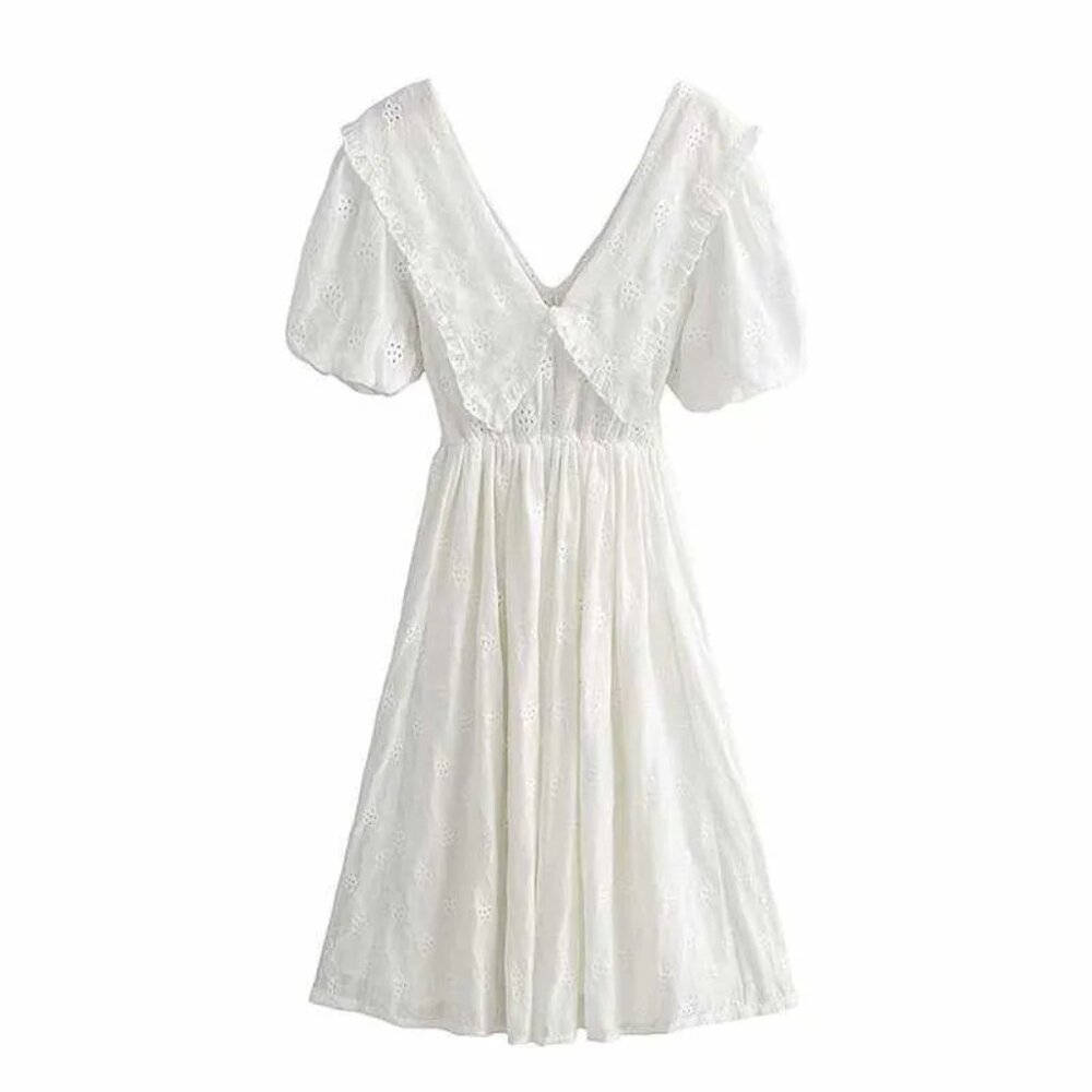 ZARA Embroidered Voluminous Midi Dress | Size Small | PERFECT FOR SUMMER!